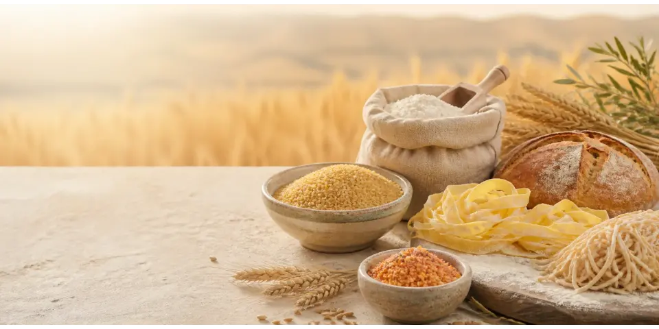 Siyez unu, bulgur, erişte, tarhana ve ekşi mayalı ekmek